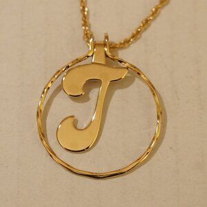 VINTAGE AVON INITIAL CHARMHOLDER NECKLACE 1981 'T' FASHION JEWELRY